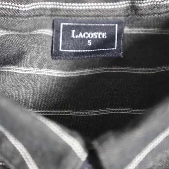 Lacoste Polo Shirt Mens 5 Black Striped Preppy Long Sleeve Alligator Embroidery - Picture 6 of 9